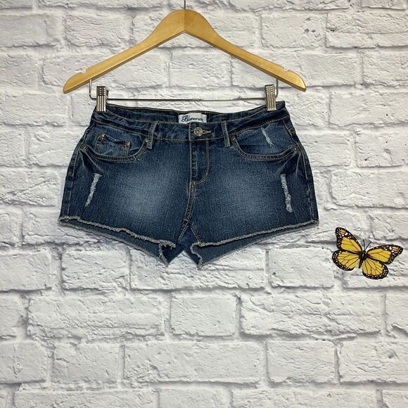 BLUE Crush Raw Edge Denim Shorts Size 1 - Picture 4 of 8